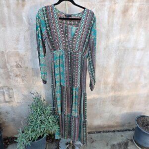 Karma highway boho block print maxi dress